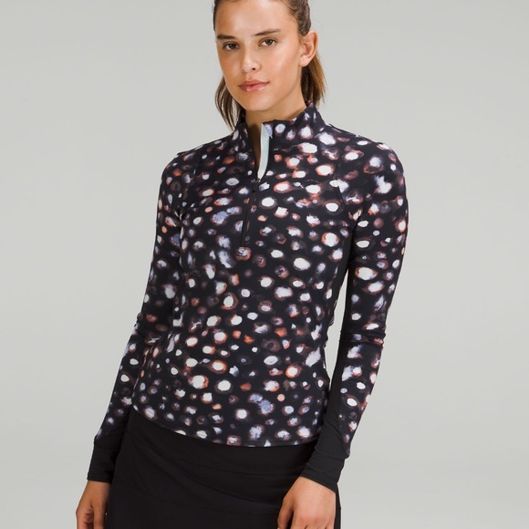 lululemon athletica Tops - Lululemon NWOT Haze dot invers orange multi. Mimic half-zip long sleeve shirt
